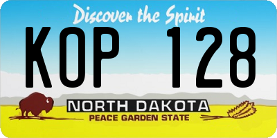 ND license plate KOP128