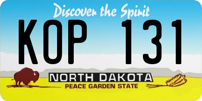 ND license plate KOP131