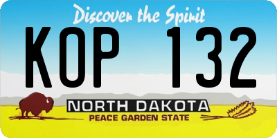 ND license plate KOP132