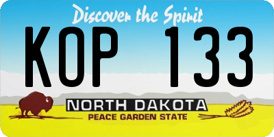 ND license plate KOP133