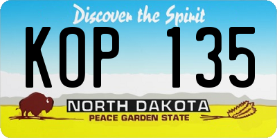 ND license plate KOP135