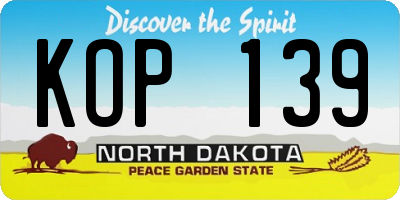 ND license plate KOP139