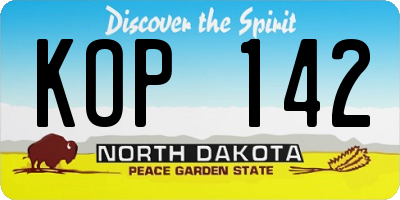 ND license plate KOP142