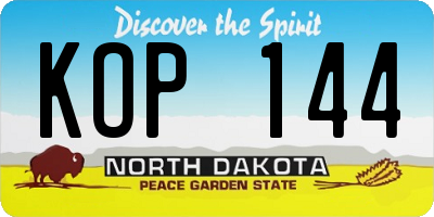 ND license plate KOP144