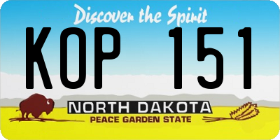 ND license plate KOP151