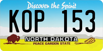 ND license plate KOP153