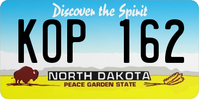 ND license plate KOP162