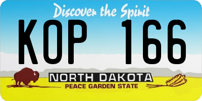 ND license plate KOP166
