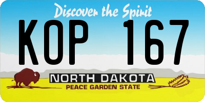ND license plate KOP167