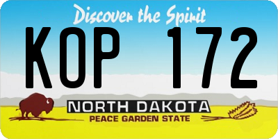 ND license plate KOP172