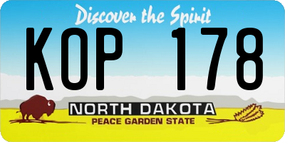 ND license plate KOP178
