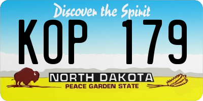 ND license plate KOP179