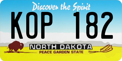 ND license plate KOP182