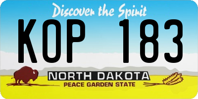 ND license plate KOP183