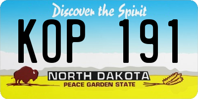 ND license plate KOP191
