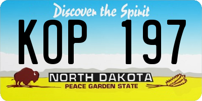 ND license plate KOP197