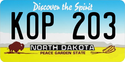 ND license plate KOP203