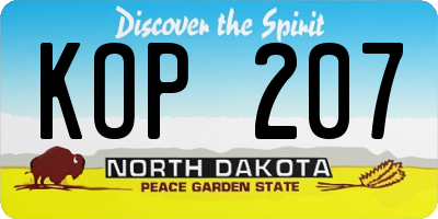 ND license plate KOP207