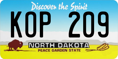 ND license plate KOP209