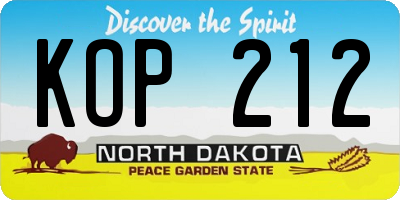 ND license plate KOP212