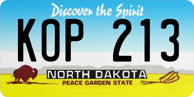 ND license plate KOP213