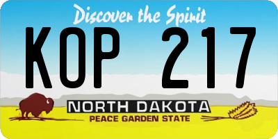 ND license plate KOP217
