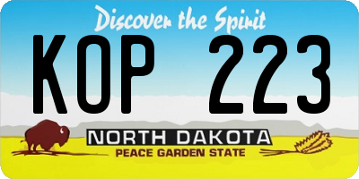 ND license plate KOP223