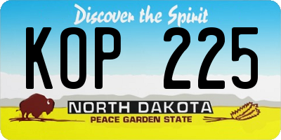 ND license plate KOP225