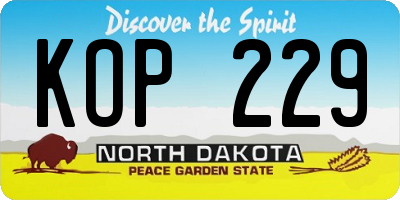 ND license plate KOP229