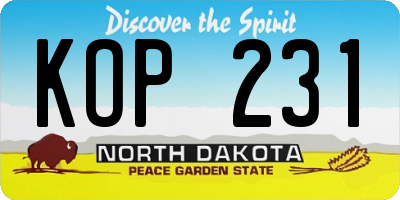 ND license plate KOP231
