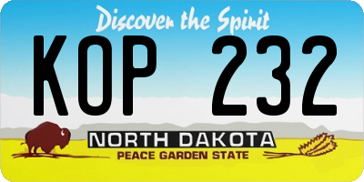 ND license plate KOP232
