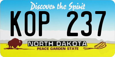 ND license plate KOP237