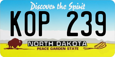 ND license plate KOP239