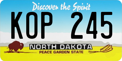 ND license plate KOP245