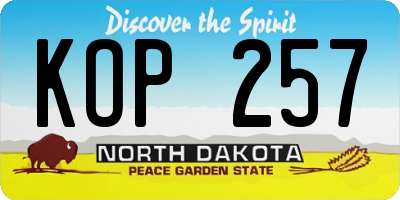 ND license plate KOP257