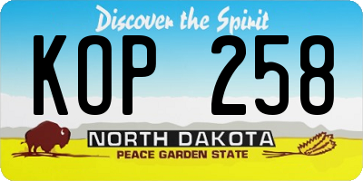 ND license plate KOP258