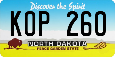 ND license plate KOP260