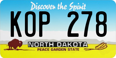 ND license plate KOP278