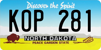 ND license plate KOP281