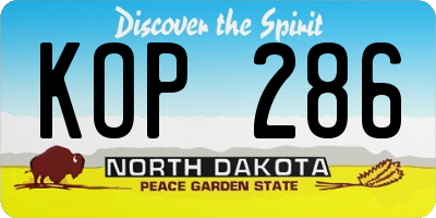 ND license plate KOP286