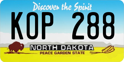 ND license plate KOP288