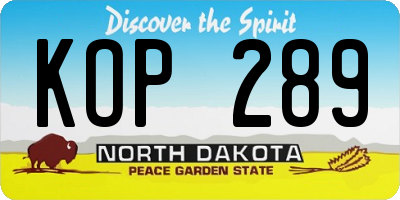ND license plate KOP289