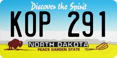 ND license plate KOP291