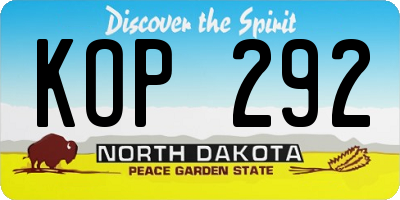 ND license plate KOP292