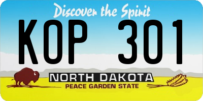 ND license plate KOP301