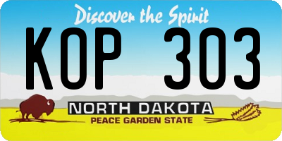 ND license plate KOP303