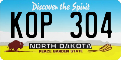 ND license plate KOP304