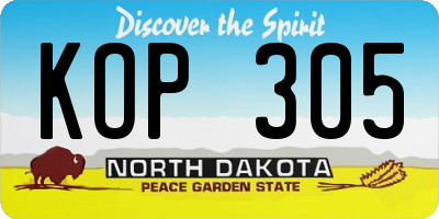 ND license plate KOP305