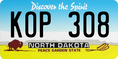 ND license plate KOP308