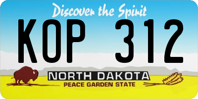 ND license plate KOP312